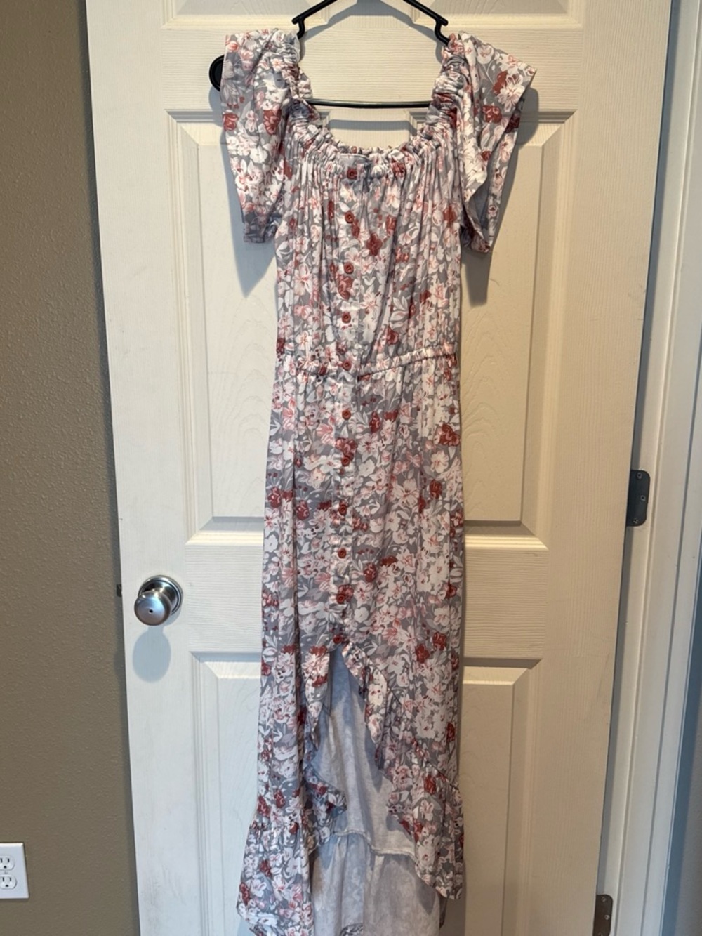 Floral Ruffle Maxi Dress in Dusty Rose